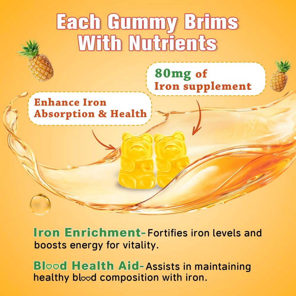 Sijigood iron gummies bottle side view showing nutrients on label