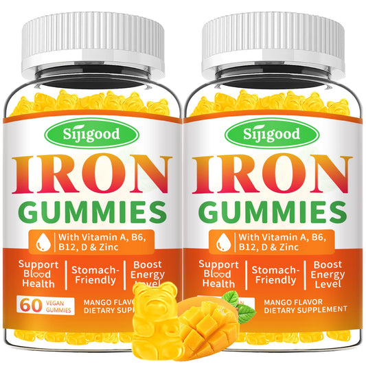 Sijigood iron gummies mango bottle – convenient vegan iron source for daily wellness.