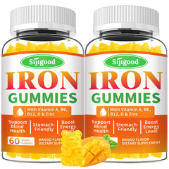 Sijigood iron gummies mango bottle – convenient vegan iron source for daily wellness.