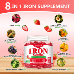 Sijigood iron gummies packaging panel indicates non-GMO and sugar-free