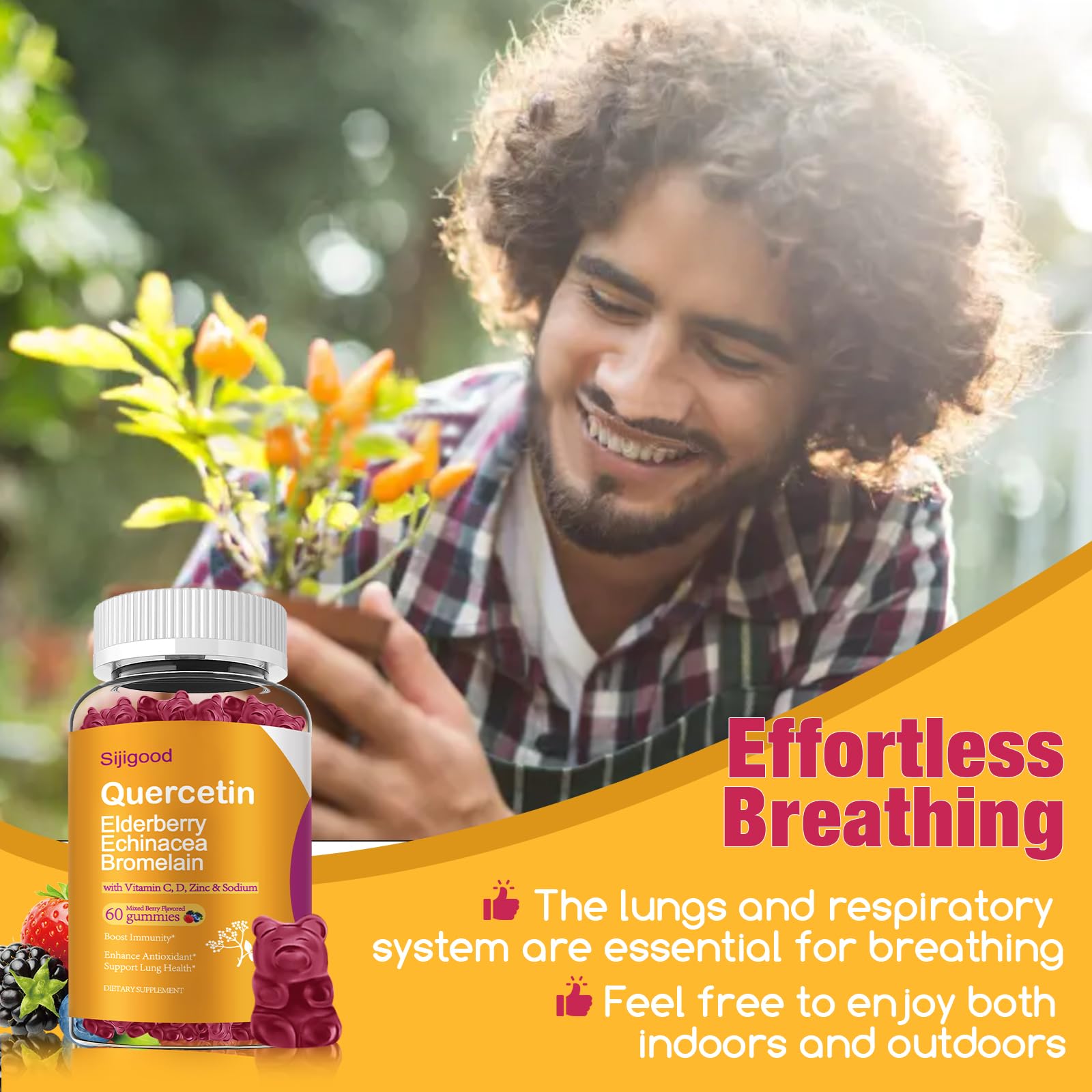 sijigood mixed-berry-flavor gummies showcasing tasty, stomach-friendly quercetin