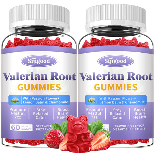 Sijigood Valerian Root Gummies bottle front for restful sleep support.