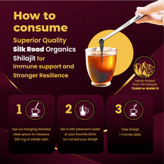 Silk Road Organics measuring spoon with shilajit resin enables precise dosing