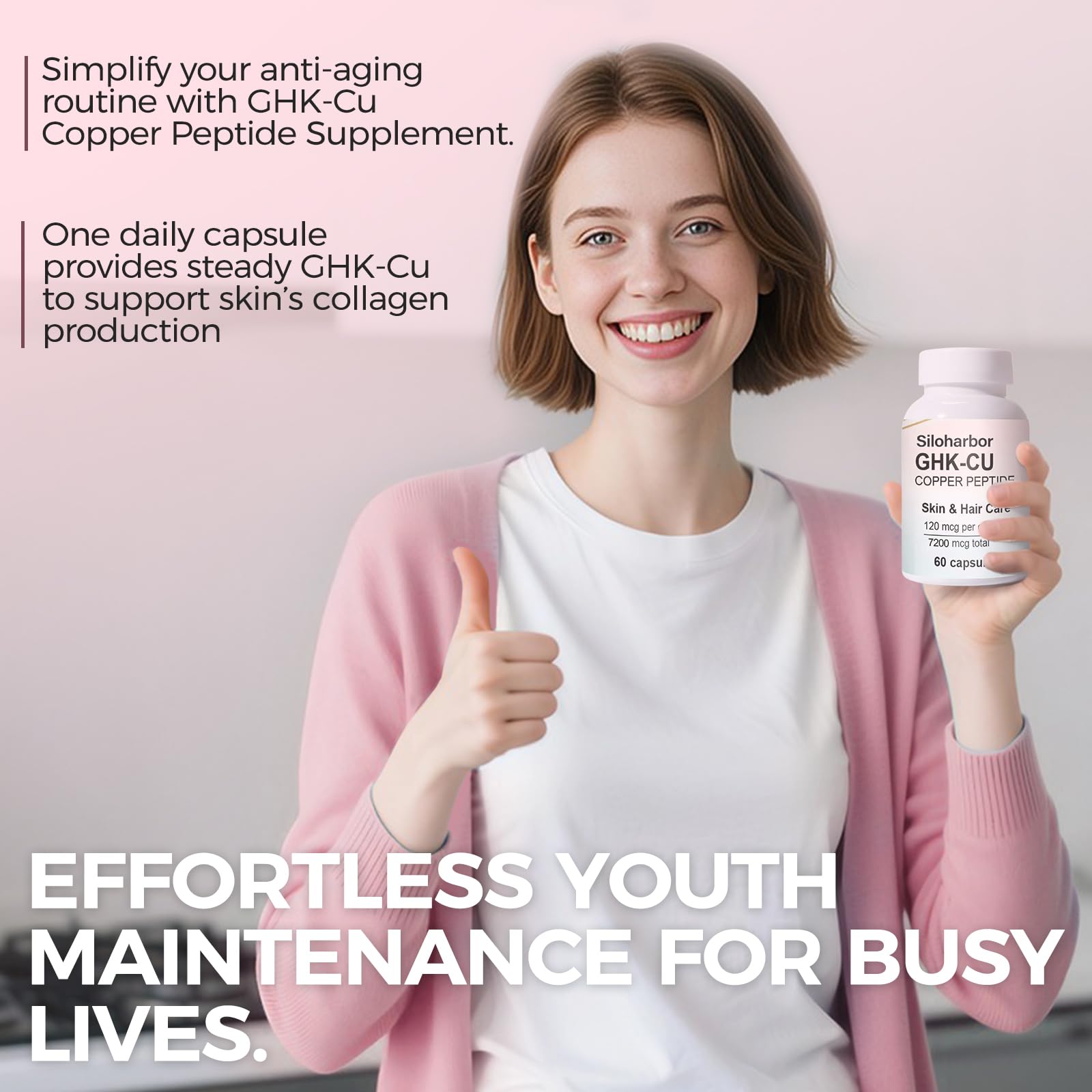 60 capsules per bottle showing daily dosage flexibility