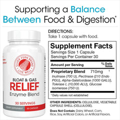 Silver Fern Bloat Relief bottle label close-up with enzyme highlights