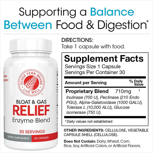 Silver Fern Bloat & Gas Relief capsules ready for convenient daily use.