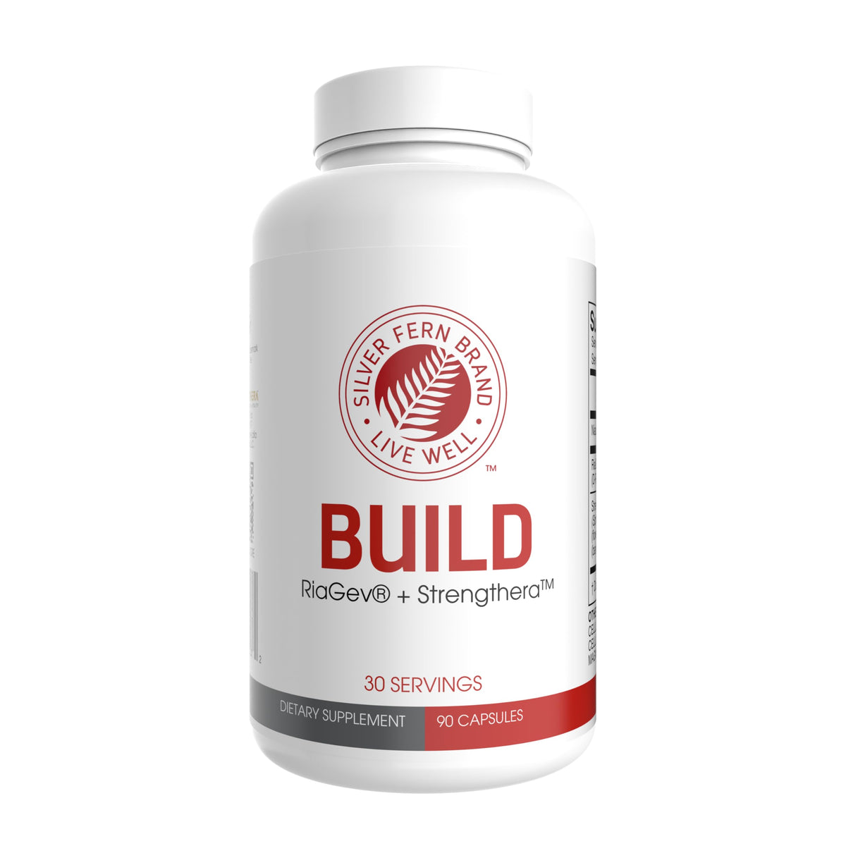 Silver Fern Build bottle label shows NAD+ support potential.