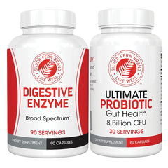 Silver Fern Digestive Enzymes bottle close-up supports meal comfort