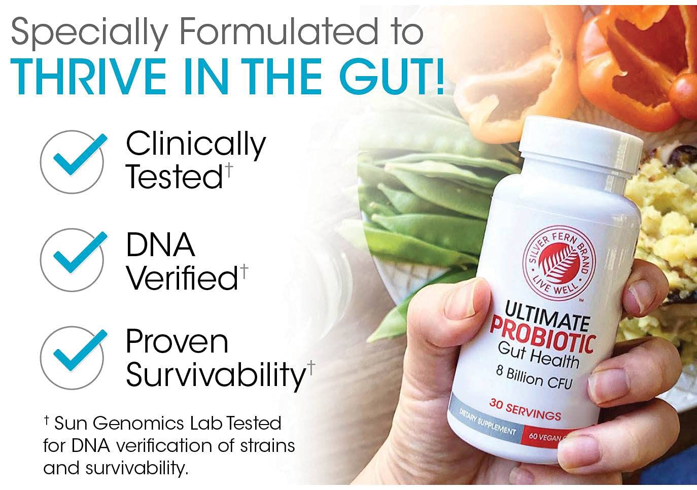 Silver Fern Gut Rehab Kit label detail shows key ingredients