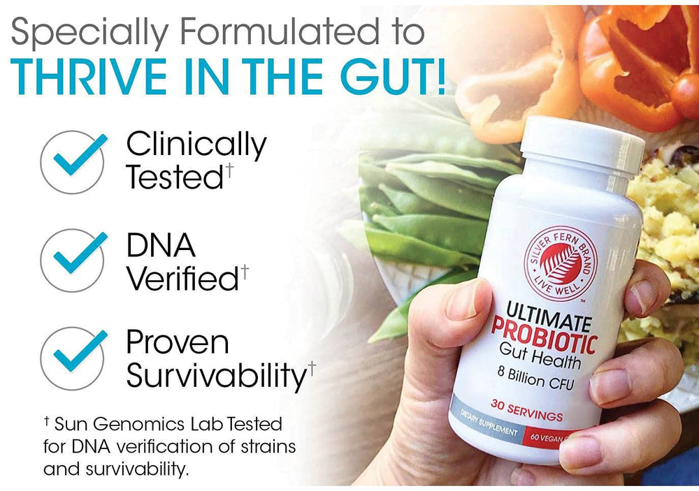 Silver Fern Gut Rehab Kit label detail shows key ingredients