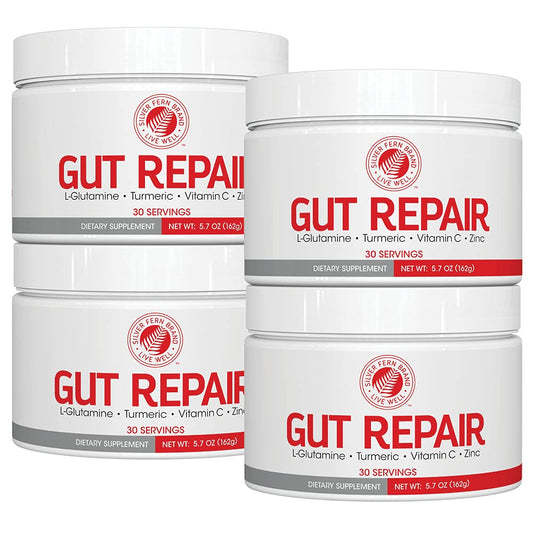Silver Fern Gut Repair tub front view showing 30 servings for daily digestive support.