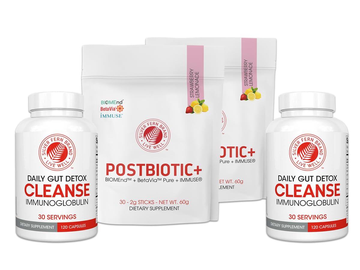 Silver Fern Immune+ postbiotic stick-pack for convenient daily use and immune-support potential.