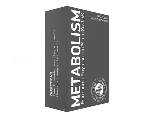 Silver Fern Metabolism bottle showcasing berberine phytosome formulation for wellness