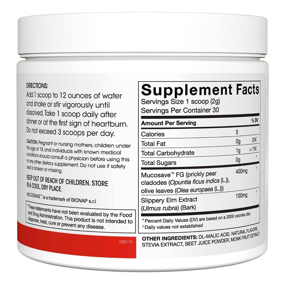Illustration of key ingredients in Silver Fern Reflux: Mucosave FG blend.