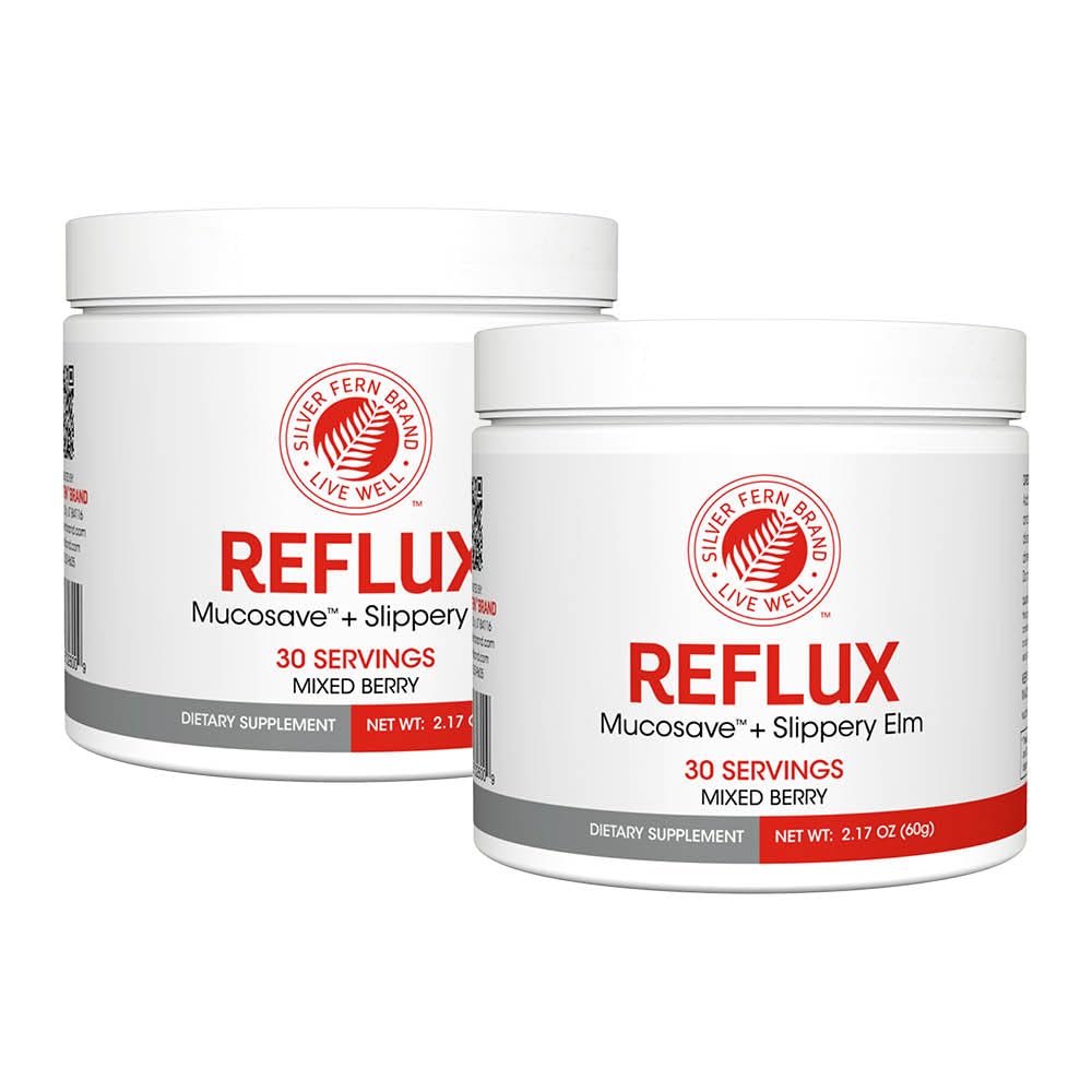Silver Fern Reflux tub front label showing two-tub bundle and 30 servings for ongoing digestive support