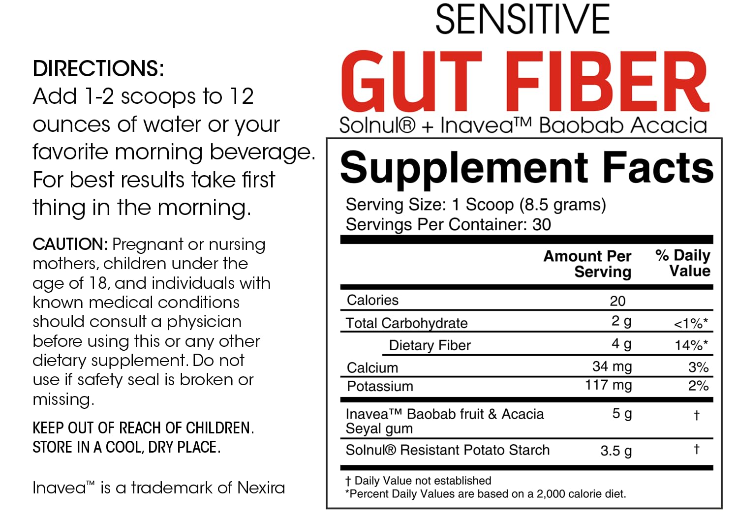 Silver Fern Sensitive Gut Fiber scoop in water illustrating easy daily mix