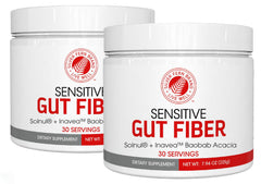Silver Fern Sensitive Gut Fiber tub front showing 30 scoops for daily use