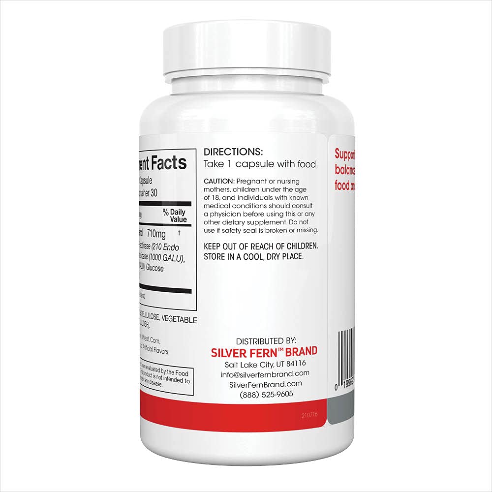 Silver Fern Tolerase L capsule highlights lactose digestion support.