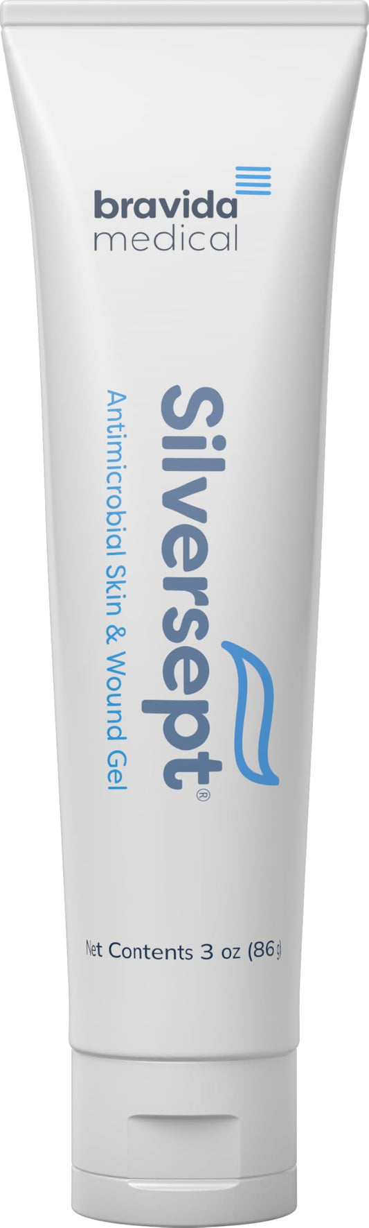 Silver-Sept Silver Skin and Wound Gel 3 oz tube for convenient wound care.