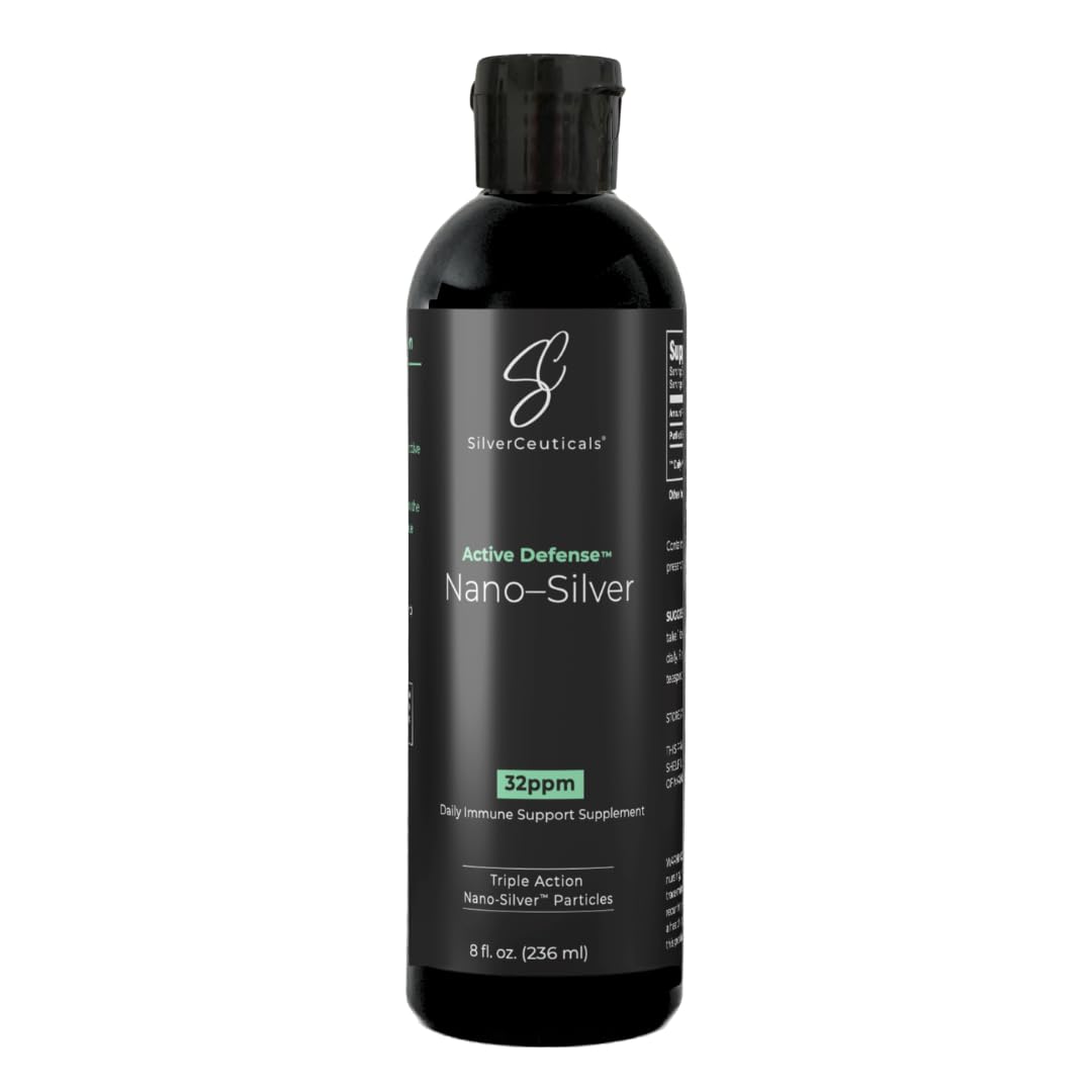 SilverCeuticals nano colloidal silver bottle shown for daily immune support.
