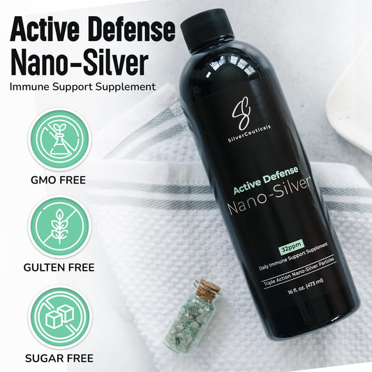 Close-up view of nano silver particles highlights advanced surface area.