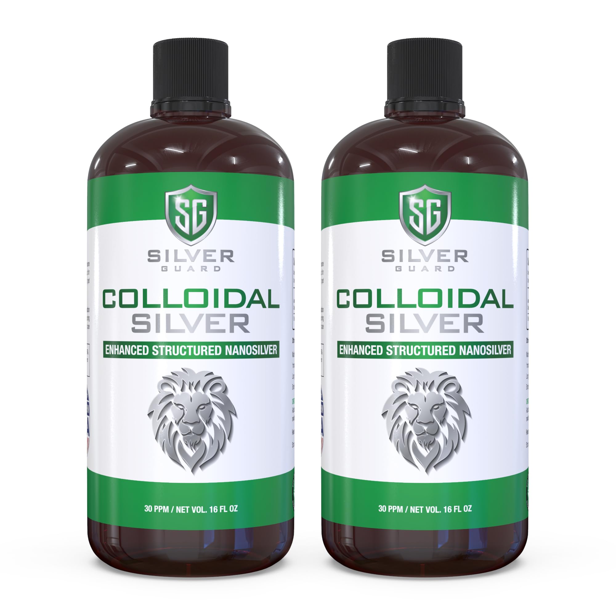 SilverGuard enhanced colloidal silver liquid bottle for immune support