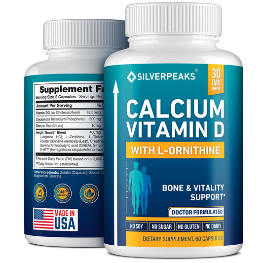 Silverpeaks calcium-d3-zinc bottle front supports everyday bone health