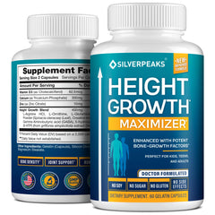 SILVERPEAKS Growth Capsules bottle pouring for daily use supports bone development.