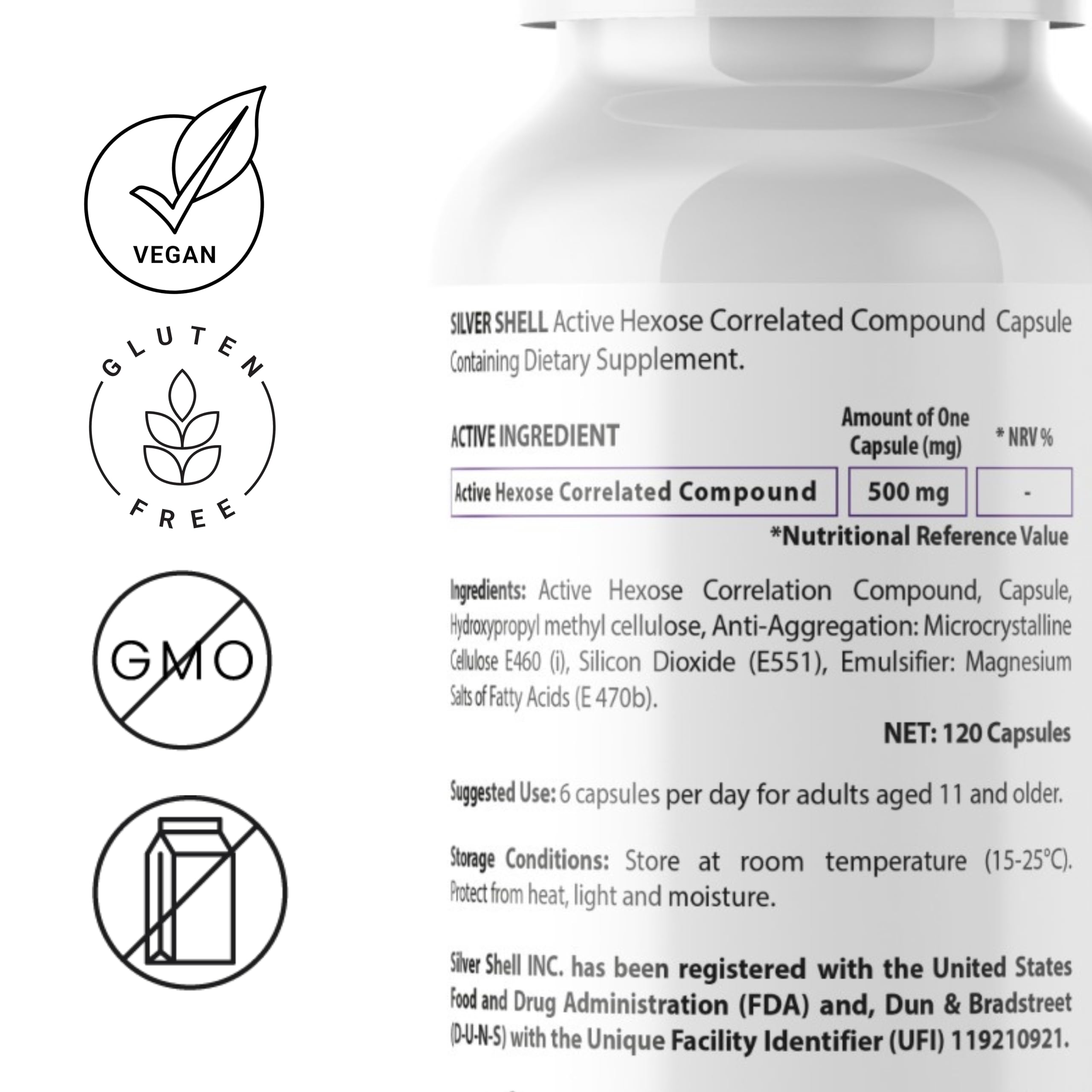 Silvershell tamper-evident bottle seal conveys freshness and safety.