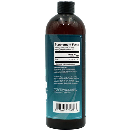 SILVIQ 30ppm bottle on table highlights hexagonal structured water in suspension