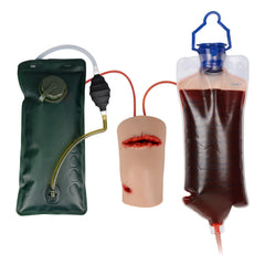 Simedutech bleeding-flow simulation demonstrates adjustable flow for realistic practice.