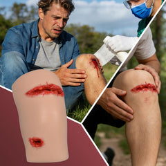 Simedutech dual-wound model close-up highlighting two wound types for diverse practice.