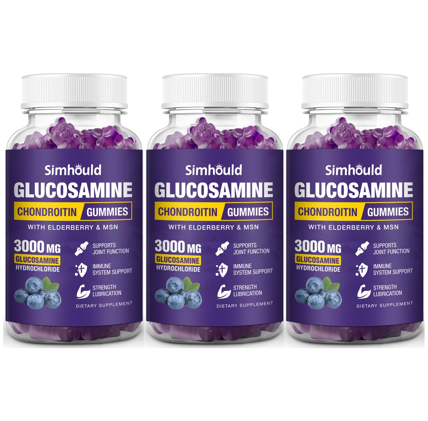 Simhould glucosamine chondroitin gummies bottle for easy daily joint support.