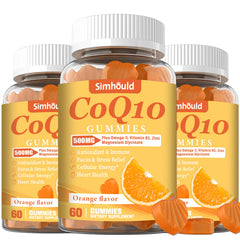 Simhould CoQ10 Gummies bottle displaying 500 mg per serving for energy support