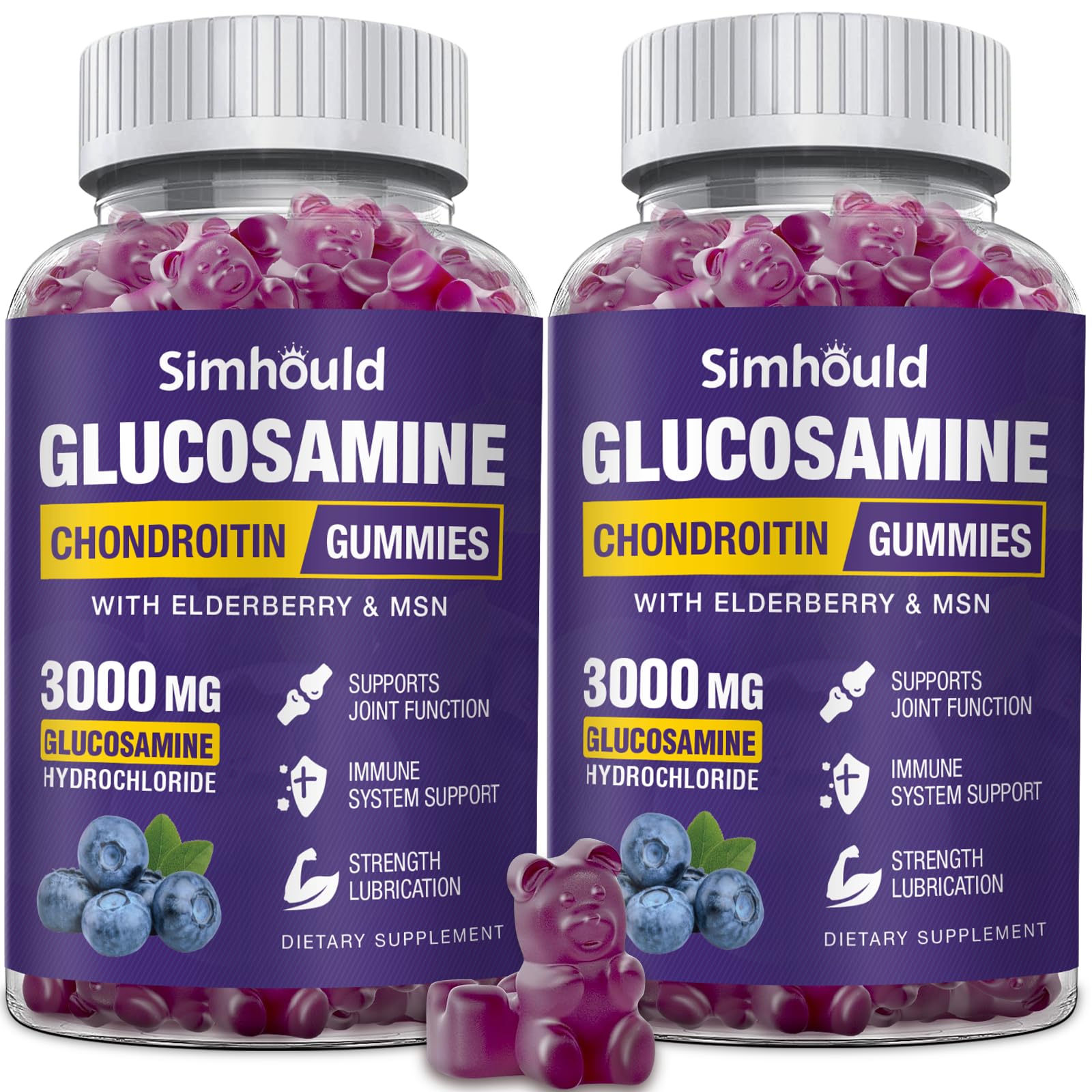 Simhould glucosamine chondroitin gummies bottle showing convenient daily joint support.