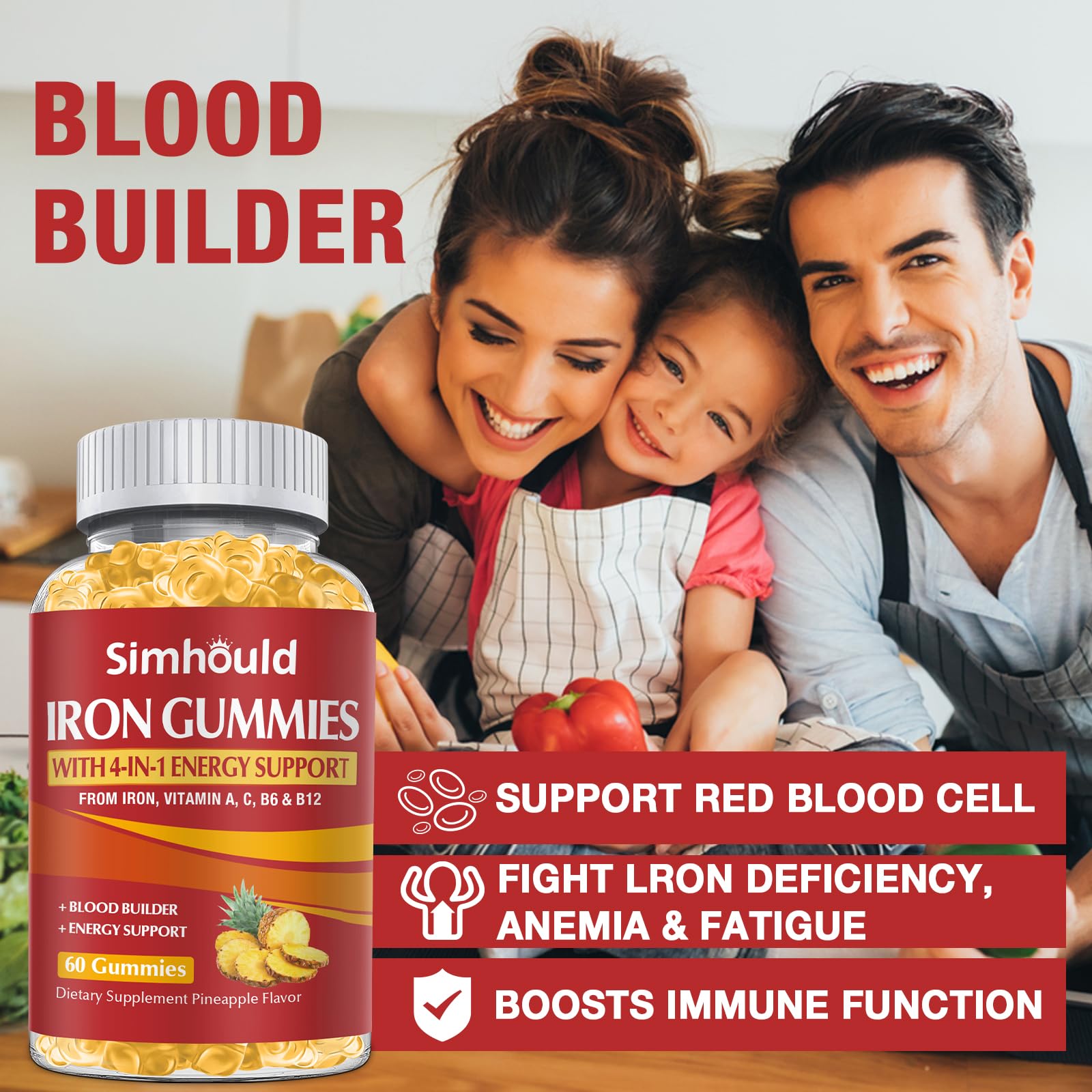 Simhould iron gummies pectin-based formula supports gentle digestion