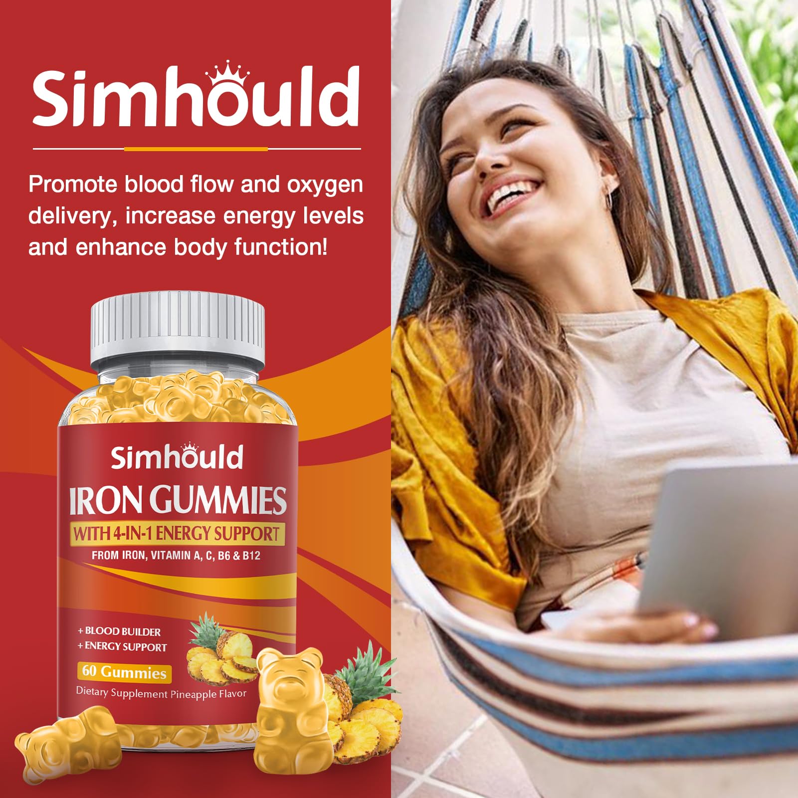 Simhould iron gummies total 120-count two-pack for convenient supplementation