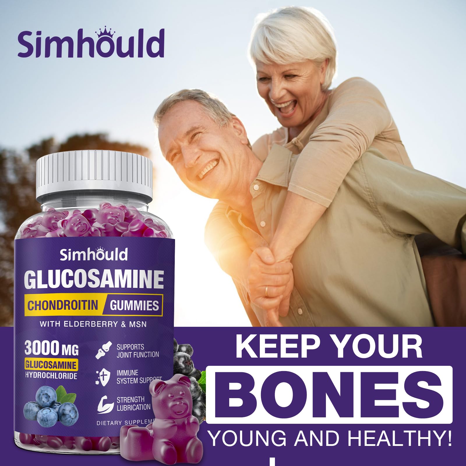 Simhould soft chewy gummies closeup suggesting tasty, easy dosage.