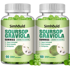 Simhould Soursop Graviola Gummies 2-pack bottle close-up for immune support