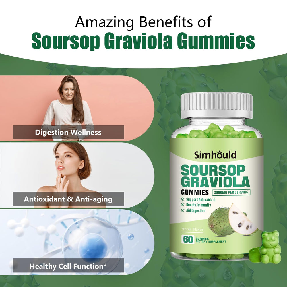 Simhould Soursop Graviola Gummies sugar-free labeling close-up