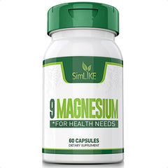 Simlike 9-form magnesium bottle for daily muscle and brain support.