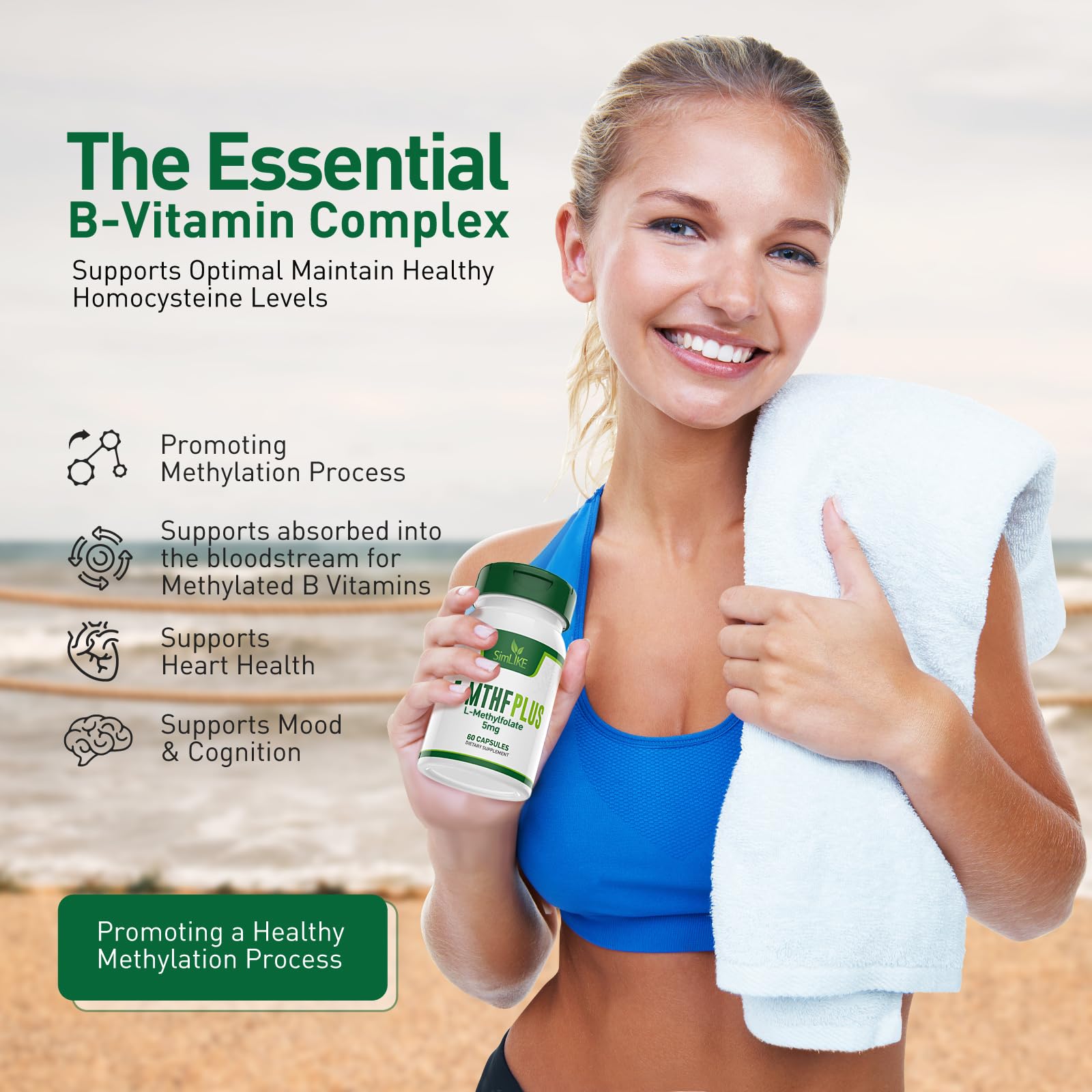 Simlike Active Folate capsules closeup highlights small tablets