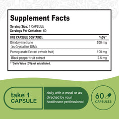 Simlike DIM bottle with instructional leaflet showing absorption-enhanced formula