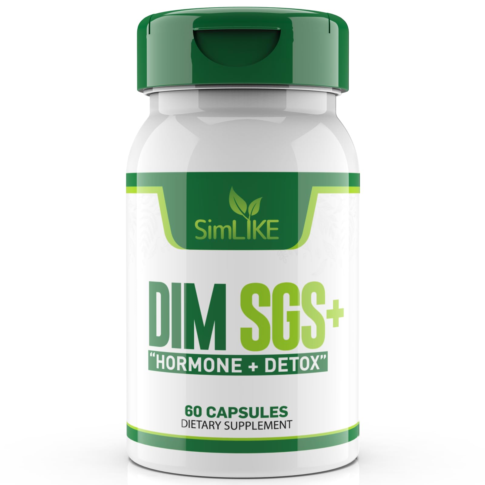 Simlike DIM bottle front view for hormone balance and detox support
