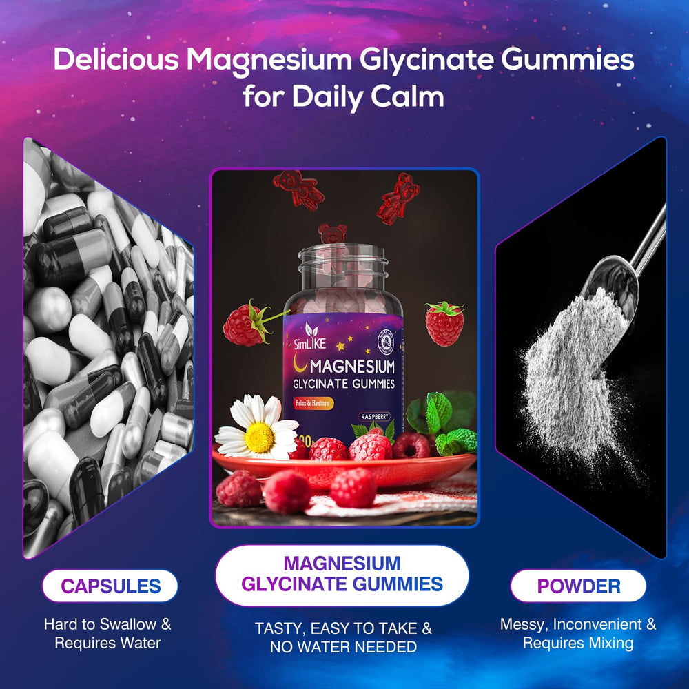 Simlike raspberry flavored gummies packaging on shelf