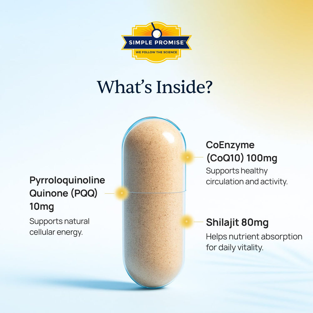Simple Promise CardioClear7 label detail featuring Shilajit and quality assurance.