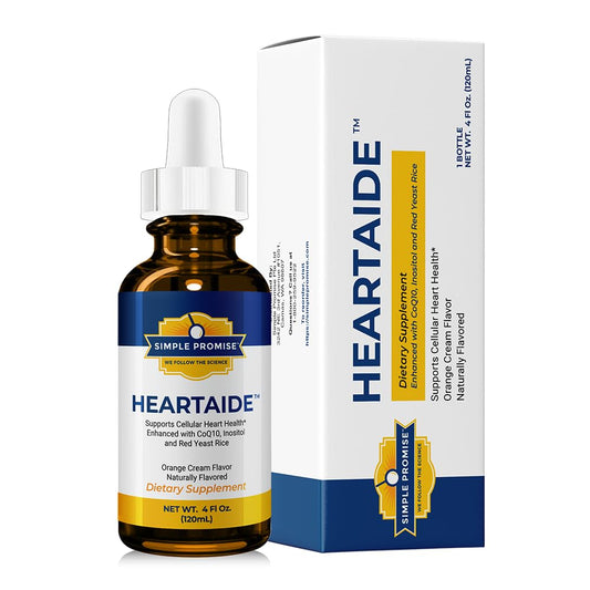 Simple Promise HeartAide bottle front with orange cream flavor for heart support.