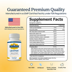 Simple Promise Levitox bottle back showing dosage and key ingredients for liver health