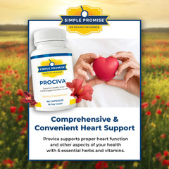 Prociva ingredients label featuring arjuna, hibiscus, folic acid and vitamins