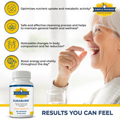 Simple Promise PuraBurn capsules closeup highlighting easy daily intake and convenient wellness ritual.